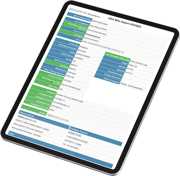 descartes datamyne software displaying bill of lading descartes datamyne software displaying bill of lading